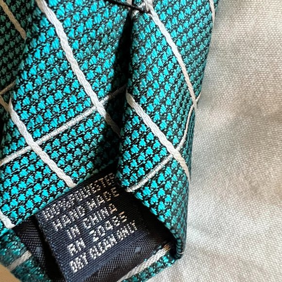 Egara Teal Geometric Tie - Picture 4 of 4